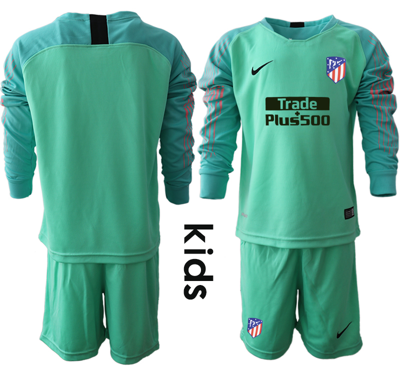 2018_2019 Club Atletico Madrid green goalkeeper long sleeve Youth soccer jerseys